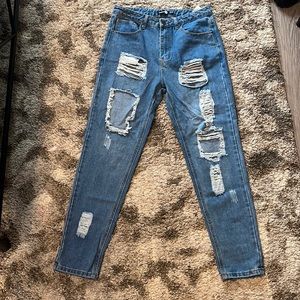 Boohoo Ripped High Waisted Jeans